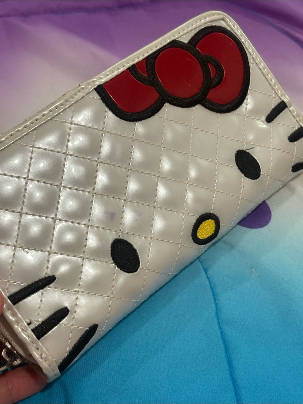 Hello Kitty Quilted Zip-Around Simulated Leather Wallet